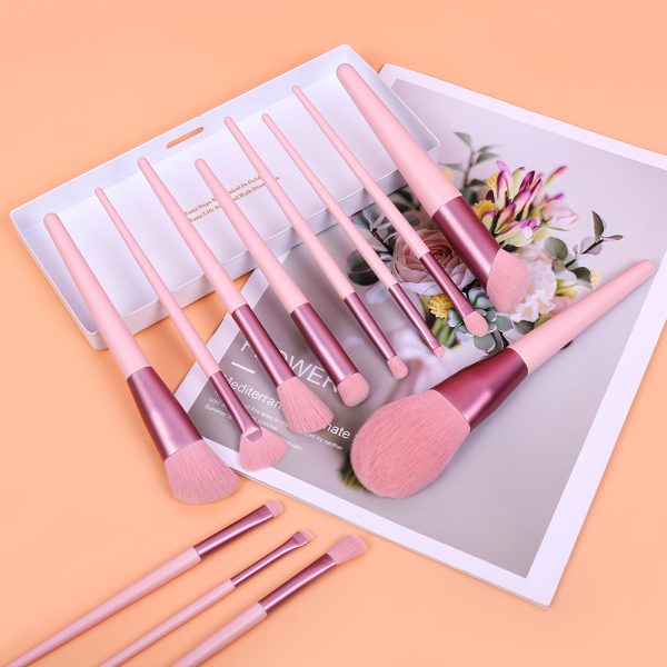 12-Piece Pink Makeup Brush Set for Foundation, Powder, Blush & Eyeshadow - Image 3