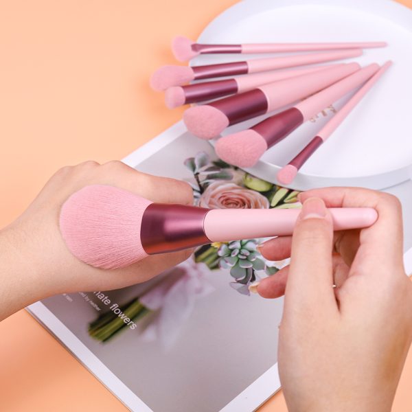 12-Piece Pink Makeup Brush Set for Foundation, Powder, Blush & Eyeshadow - Image 6